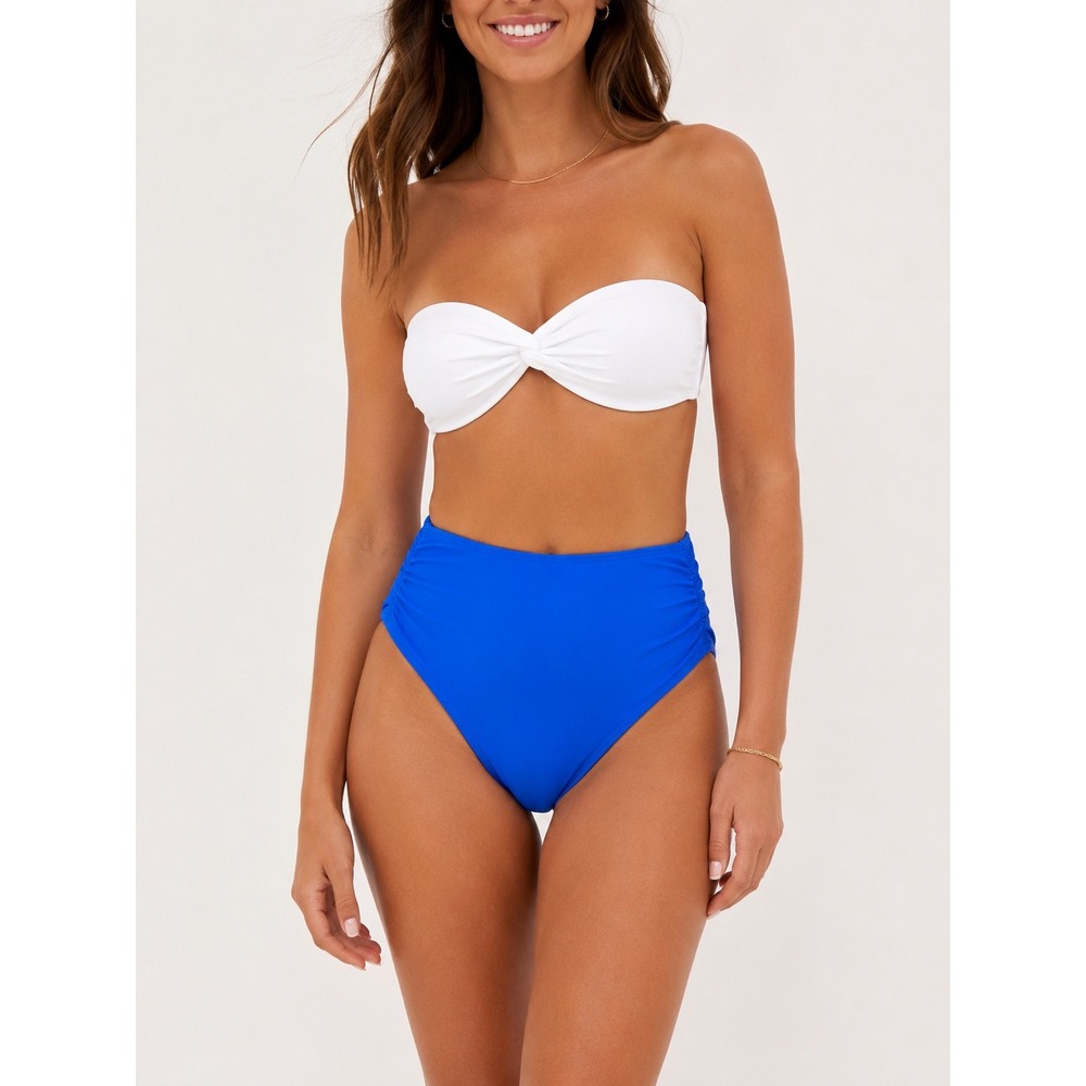 Summersalt‎ Ruched High Leg High Rise Bikini Bottom Blue Size 6 NWT 473313OLT06